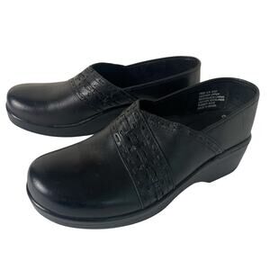 Abeo Bio System Black Leather Clogs Shoes Women's Size 8N Slip On Comfort